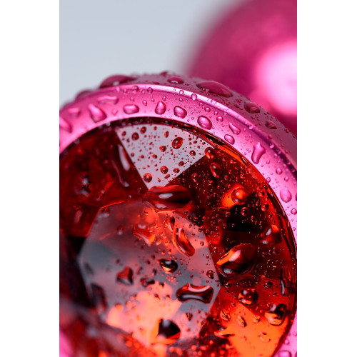 Анальная втулка Metal by TOYFA, металл, красная, с красным кристаллом, 8,2 см, Ø3,4 см, 85 г