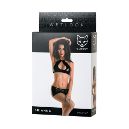 Комплект Glossy Brianna из материала Wetlook, черный, L