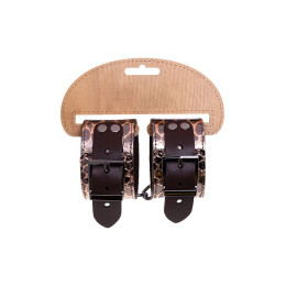 Наручники Штучки-дрючки, натуральная кожа, коричневые, 27,5 см