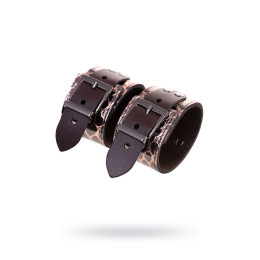 Наручники Штучки-дрючки, натуральная кожа, коричневые, 27,5 см