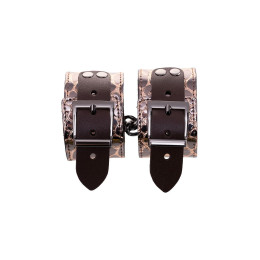 Наручники Штучки-дрючки, натуральная кожа, коричневые, 27,5 см