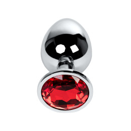 Анальная втулка Metal by TOYFA, металл, серебряная, с красным кристаллом, 9,5 см, Ø 4 см, 420 г