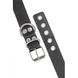 Наручники-браслеты Pecado BDSM, из одного ремешка с люверсами, натуральная кожа, чёрные