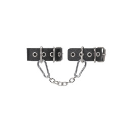 Наручники-браслеты Pecado BDSM, из одного ремешка с люверсами, натуральная кожа, чёрные