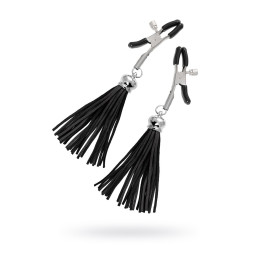 Зажимы на соски Pecado BDSM, «Прищепки», с кисточками из замши, металл, черные