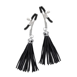 Зажимы на соски Pecado BDSM, «Прищепки», с кисточками из замши, металл, черные