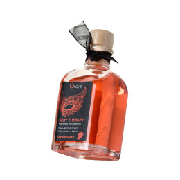 Комплект для сладких игр Orgie Lips (массажное масло для поцелуев, перо), клубника, 100 мл