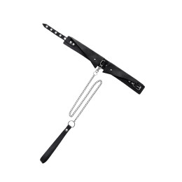 Ошейник-воротник Pecado BDSM,с поводком, натуральная кожа, черный