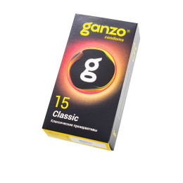 Презервативы Ganzo, classic, классические, латекс, двойная смазка, 18,5 см, 5,2 см, 15 шт.