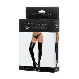 Чулки Glossy LOTIS из материала Wetlook, черный, L