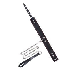 Ошейник Pecado BDSM, двухслойный с красной строчкой, натуральная кожа, черный