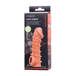 Насадка реалистичная KOKOS COCK SLEEVE 005-S с дополнительной стимуляцией, TPE, телесная, 13.8 см