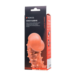 Насадка реалистичная KOKOS COCK SLEEVE 005-S с дополнительной стимуляцией, TPE, телесная, 13.8 см