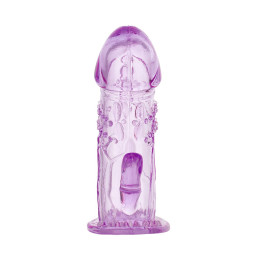 Насадка на пенис с дополнительной стимуляцией TOYFA Basic, TPE, фиолетовый, 13 см