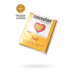 Презервативы Masculan, 5 ultra, золотые, 19 см, 5,3 см, 3 шт.(Gold № 3)