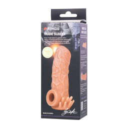 Насадка реалистичная KOKOS NUDE SLEEVE с дополнительной стимуляцией, TPE, телесная, 12 см