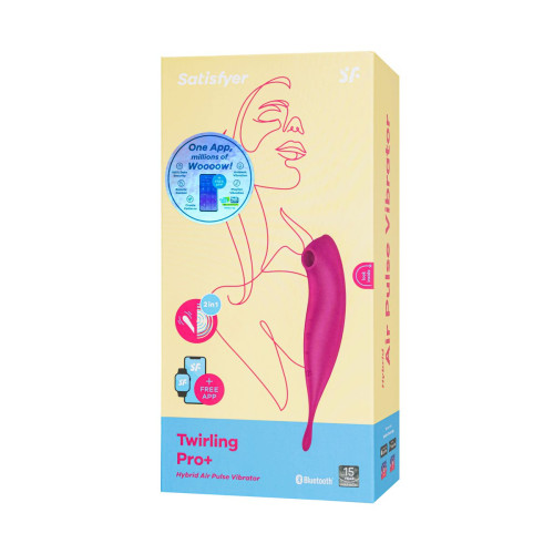 Точечный вибратор с вакуумной стимуляцией Satisfyer Twirling Pro Connect App, силикон, красный, 20см