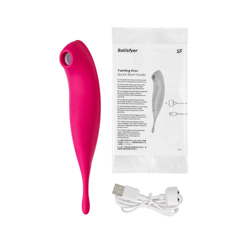 Точечный вибратор с вакуумной стимуляцией Satisfyer Twirling Pro Connect App, силикон, красный, 20см