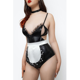 Костюм горничной Erolanta Eleanor (боди, фартук, головной убор, чокер) черно-белый (42-44)