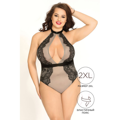 Боди-сетка Candy Girl Samantha, кружево, сетка, серый, 2XL