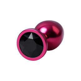 Анальная втулка Metal by TOYFA, металл, красная, с чёрным кристаллом, 8,2 см, Ø3,4 см, 85 г