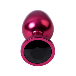 Анальная втулка Metal by TOYFA, металл, красная, с чёрным кристаллом, 8,2 см, Ø3,4 см, 85 г