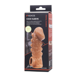 Насадка реалистичная KOKOS COCK SLEEVE 008-S с дополнительной стимуляцией, TPE, телесная, 13.8 см