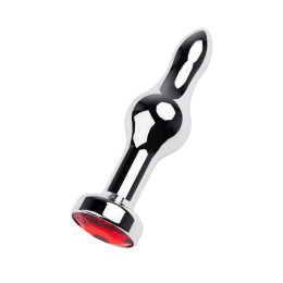 Анальная втулка Metal by TOYFA, металл, серебряная, с красным кристаллом, 10 см, Ø 2,8 см, 75 г