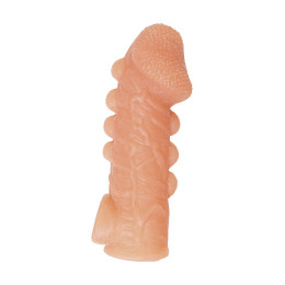 Насадка реалистичная KOKOS COCK SLEEVE с дополнительной стимуляцией, TPE, телесная, 17.6 см