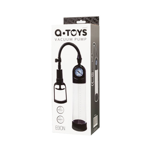 Помпа для пениса с монометром A-Toys by TOYFA Ebon, силикон, прозрачный, 20 см