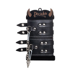 Оковы Pecado BDSM, с двумя ремнями и красной подкладкой, натуральная кожа, черные