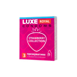Презервативы Luxe, royal, strawberry collection, 18 см, 5,2 см, 3 шт.