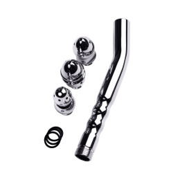 Анальный душ с тремя насадками Metal by TOYFA, металл, серебряный, Ø 2 см, 15,4 гр