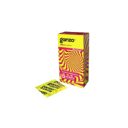Презервативы Ganzo, extase, латекс, точечные, ребристые, анатомичные, 18 см, 5,2 см, 12 шт.