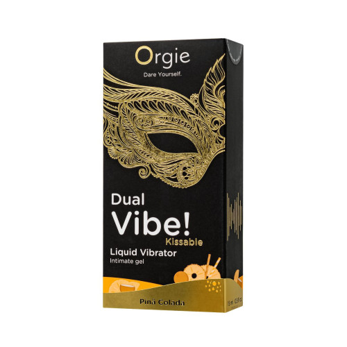 Съедобный гель с эффектом вибрации Orgie DUAL VIBE! - KISSABLE, со вкусом пина колада, 15 мл