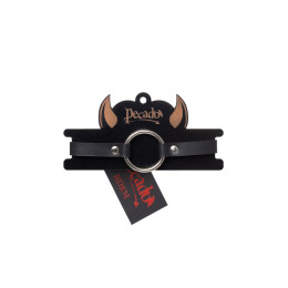 Чокер Pecado BDSM, с круглым кольцом, модель 1, натуральная кожа, черный