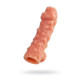 Насадка реалистичная KOKOS COCK SLEEVE 003-M с дополнительной стимуляцией, TPE, телесная, 15.6 см