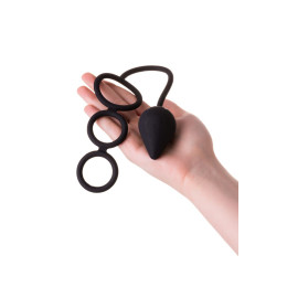 Анальная пробка Erotist Drop с эрекционным кольцом, силикон, черная, 20 см, Ø 3,9 см, M