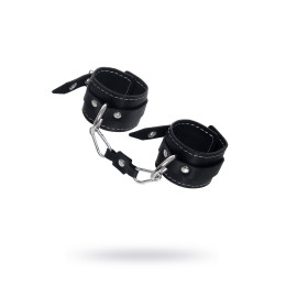 Наручники Pecado BDSM, двухслойные с белой строчкой, натуральная кожа, черные