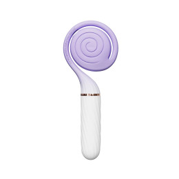 Вибратор с вакуумным стимулятором OTOUCH Lollipop Dual Stimulation, силикон, бело-фиолетовый, 20 см