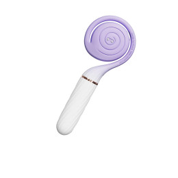 Вибратор с вакуумным стимулятором OTOUCH Lollipop Dual Stimulation, силикон, бело-фиолетовый, 20 см