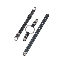 Кляп Pecado BDSM, «Кольцо 39 мм», с белой строчкой, натуральная кожа, черный