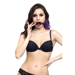 Кляп Pecado BDSM, «Кольцо 39 мм», с белой строчкой, натуральная кожа, черный