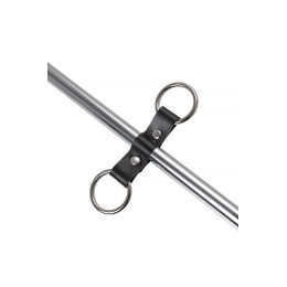 Распорка большая для фиксации Pecado BDSM, металлическая с карабинами, наконечники-натуральная кожа