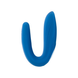 Многофункциональный стимулятор для пар Satisfyer Double Whale, силикон, голубой, 17 см.