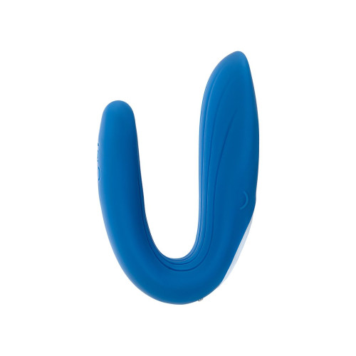 Многофункциональный стимулятор для пар Satisfyer Double Whale, силикон, голубой, 17 см.