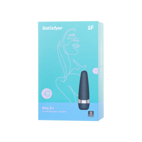 Вакуум-волновой бесконтактный стимулятор клитора Satisfyer PRO 3 Vibration, силикон, черный, 14 см.