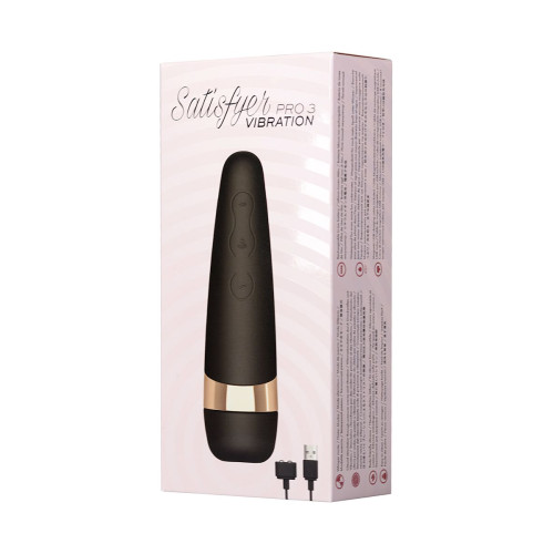 Вакуум-волновой бесконтактный стимулятор клитора Satisfyer PRO 3 Vibration, силикон, черный, 14 см.