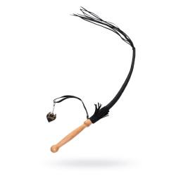 Кнут плетеный Pecado BDSM, натуральная кожа, черный, 65 см