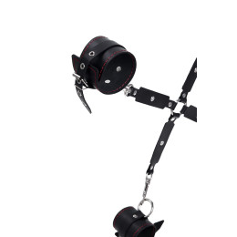 Бондажный набор Pecado BDSM, сцепка, наручники, оковы, натуральная кожа, черный